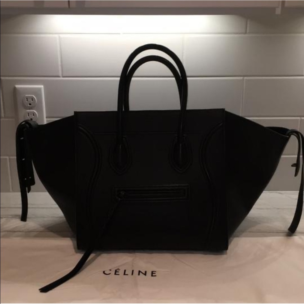 CELINE Black Leather Phantom Bag - medium (largest size) Excellent condition!